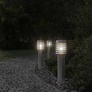Venkovní stojací lampy se zásuvkou 3 ks stříbrné 60 cm ocel - obrázek 3