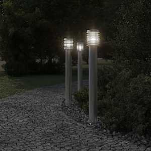 Venkovní stojací lampy se zásuvkou 3 ks stříbrné 110 cm ocel - obrázek 3