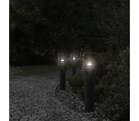 vidaXL Lămpi de podea de exterior 3 buc negru 60 cm oțel inoxidabil