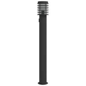 vidaXL pistikupesaga &otilde;ue lambipost, must, 110 cm, roostevaba teras