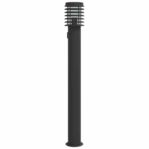 vidaXL pistikupesaga &otilde;ue lambipost, must, 110 cm, roostevaba teras