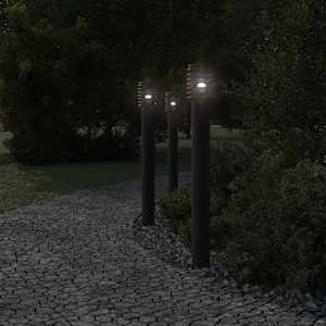 vidaXL Outdoor Floor Lamp with Outlet Black 110cm Stainless Steel