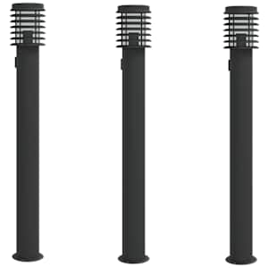 Venkovní stojací lampy se zásuvkou 3 ks černé 110 cm ocel - obrázek 2