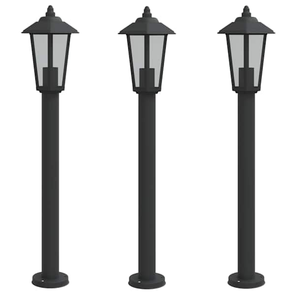 vidaXL &otilde;ue lambipostid 3 tk, must, 80 cm, roostevaba teras