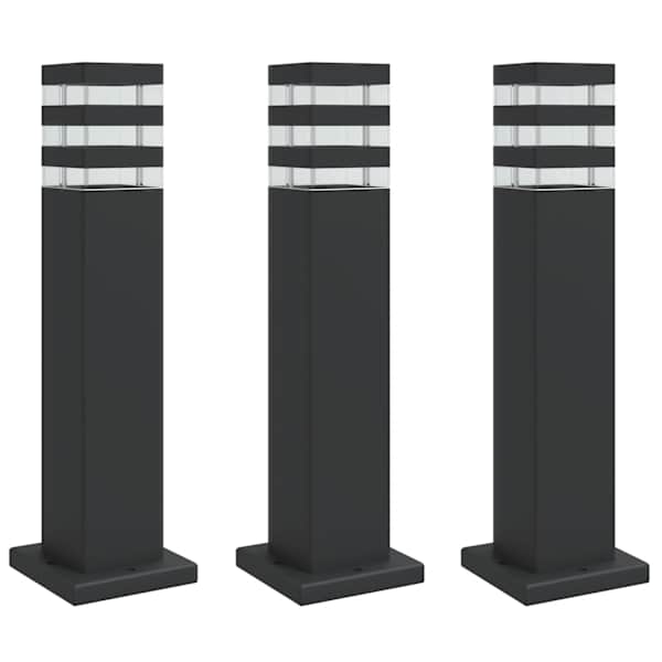 vidaXL aia lambipostid 3 tk, must, 50 cm, alumiinium