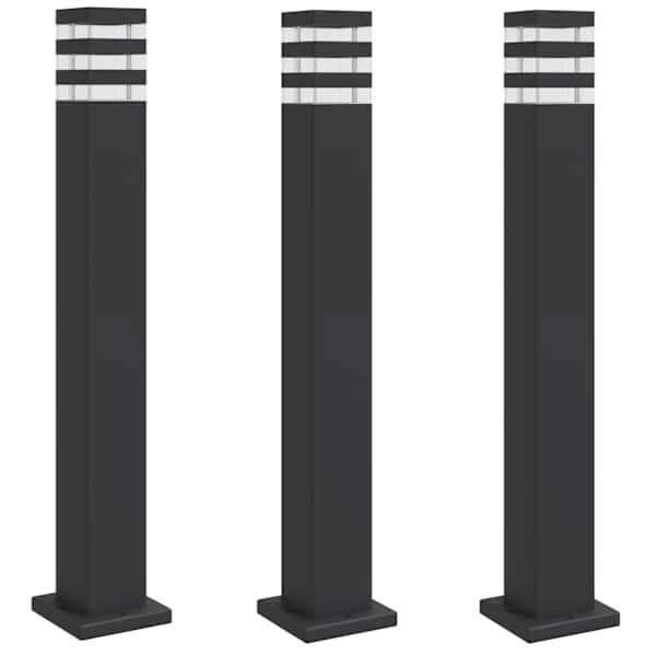 vidaXL aia lambipostid 3 tk, must, 80 cm, alumiinium