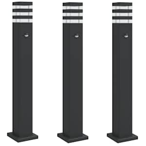 Venkovní stojací lampy s čidlem 3 ks černé 80 cm hliník - obrázek 2