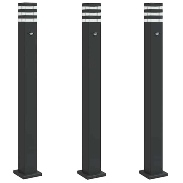 vidaXL anduriga aia lambipostid 3 tk, must, 110 cm, alumiinium