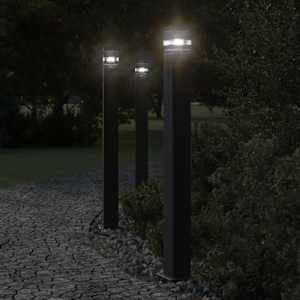 Venkovní stojací lampy s čidlem 3 ks černé 110 cm hliník - obrázek 1