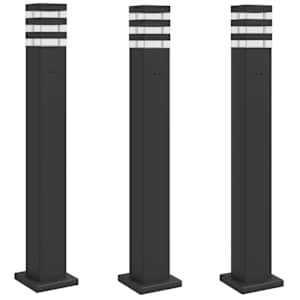 vidaXL pistikupesaga aia lambipostid 3 tk, must, 80 cm, alumiinium