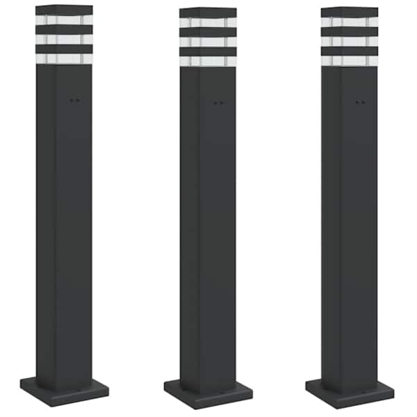 vidaXL pistikupesaga aia lambipostid 3 tk, must, 80 cm, alumiinium