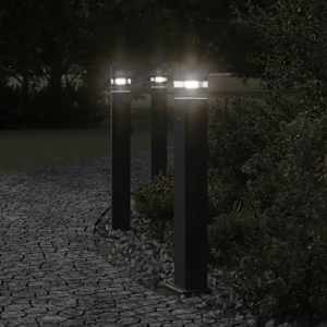 Venkovní stojací lampy se zásuvkou 3 ks černé 80 cm hliník - obrázek 1