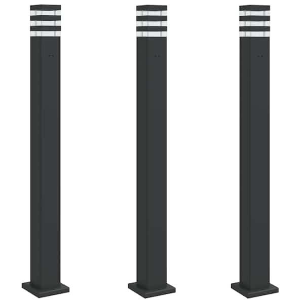 vidaXL pistikupesaga aia lambipostid 3 tk, must, 110 cm, alumiinium