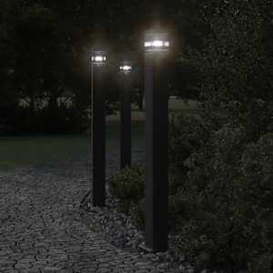 Venkovní stojací lampy se zásuvkou 3 ks černé 110 cm hliník - obrázek 1