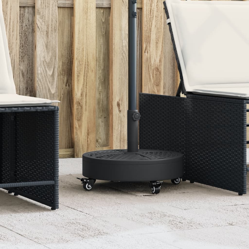 Parasollfot med hjul for Ø38 / 48 mm stenger 27 kg rund