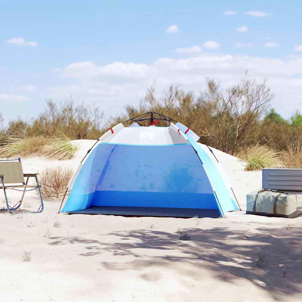 vidaXL Strandtent 2-persoons waterdicht snelontgrendeling azuurblauw afbeelding