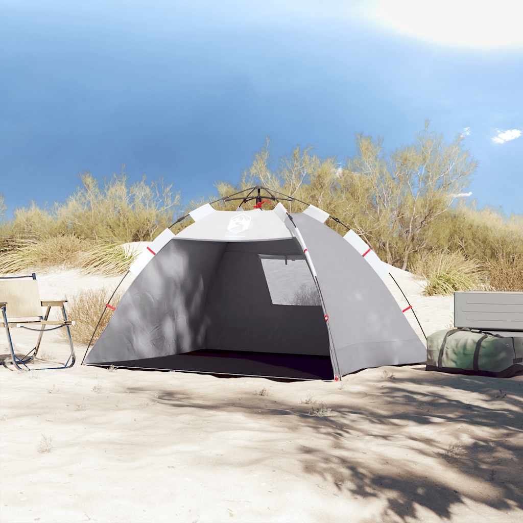 vidaXL Strandtent 2-persoons waterdicht snelontgrendeling grijs afbeelding