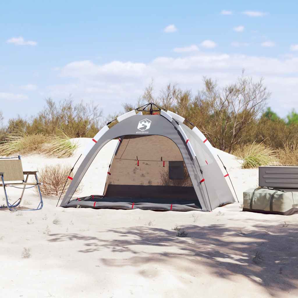 vidaXL Strandtent 2-persoons waterdicht snelontgrendeling grijs afbeelding