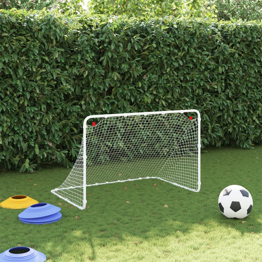 vidaXL Futbalová bránka biela 122x81x81 cm oceľ