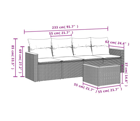 vidaXL Set canapele de grădină cu perne, 5 piese, bej, poliratan