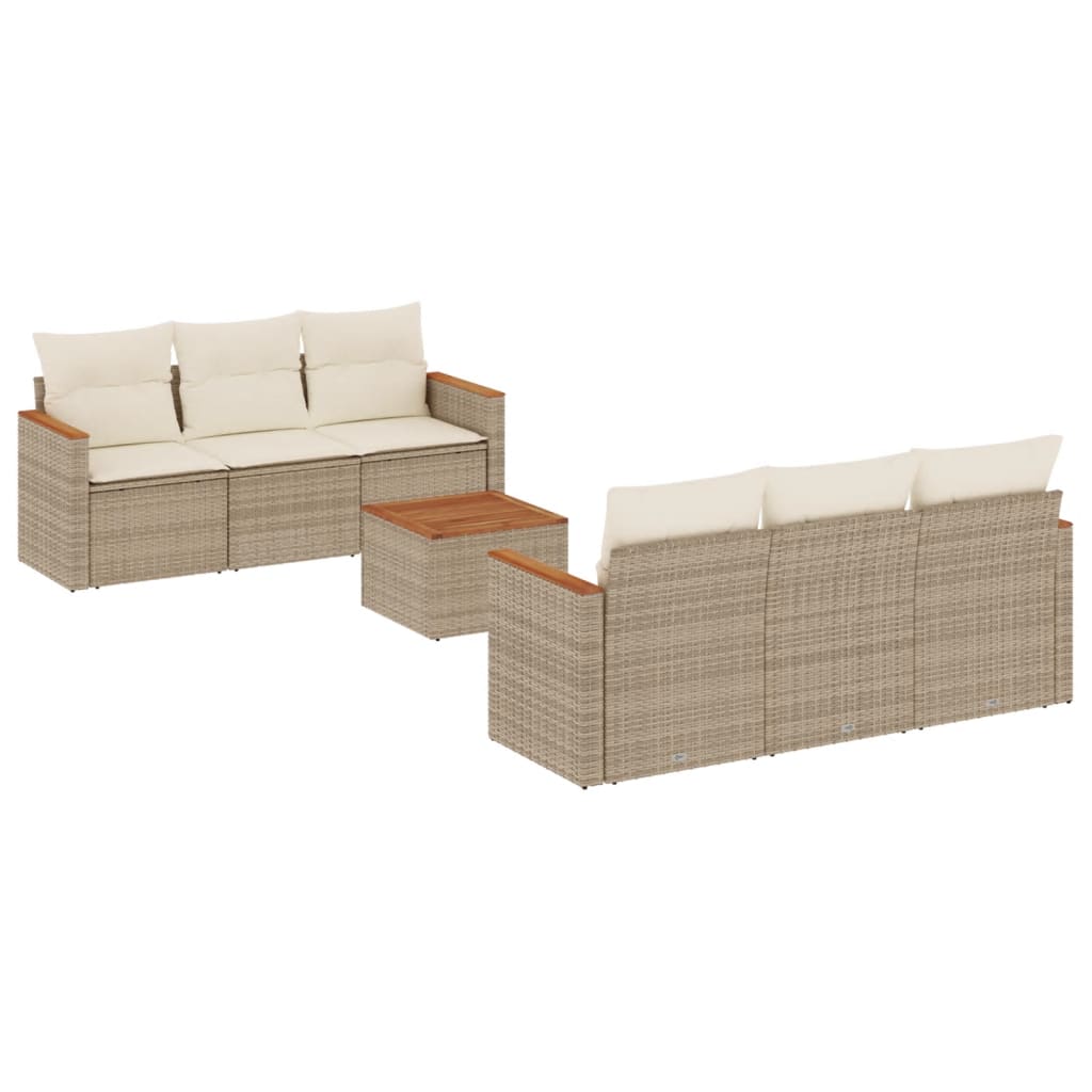 Thumbnail - vidaXL 7-tlg. Garten-Sofagarnitur mit Kissen Beige Poly Rattan
