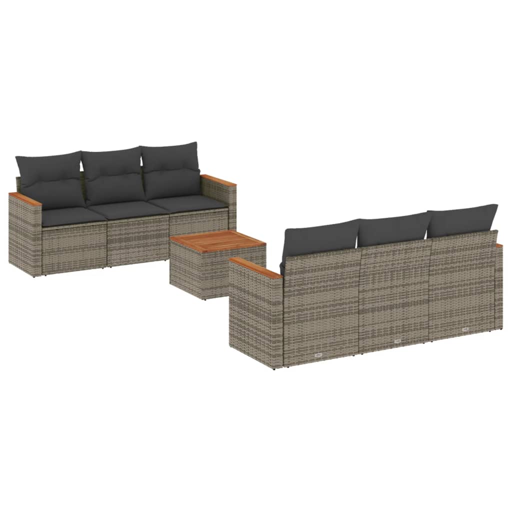 Thumbnail - vidaXL 7-tlg. Garten-Sofagarnitur mit Kissen Grau Poly Rattan