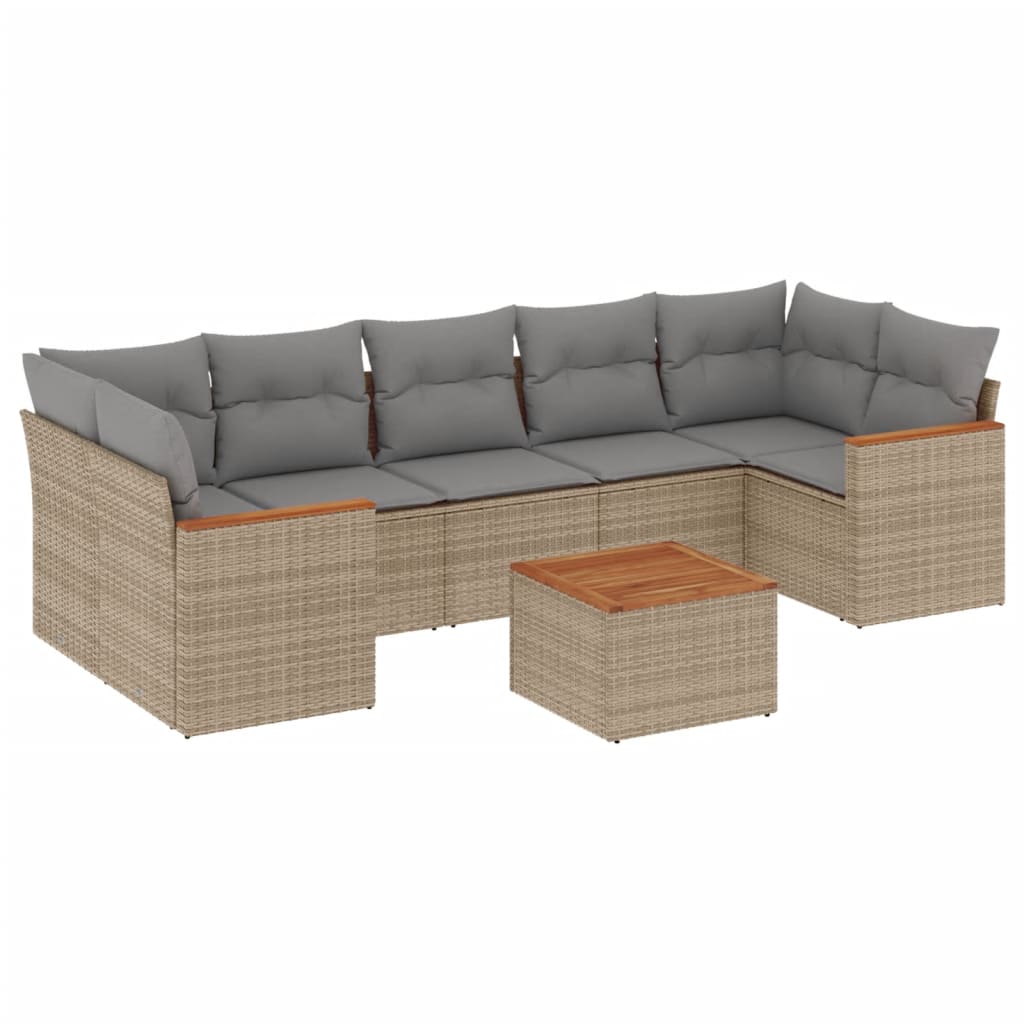 Thumbnail - vidaXL 8-tlg. Garten-Sofagarnitur mit Kissen Beige Poly Rattan