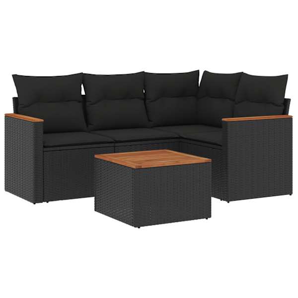 vidaXL 5-osaline aiadiivanikomplekt patjadega, must, pol&uuml;rotang