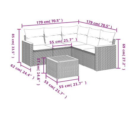 vidaXL Set canapele de grădină cu perne, 6 piese, bej, poliratan