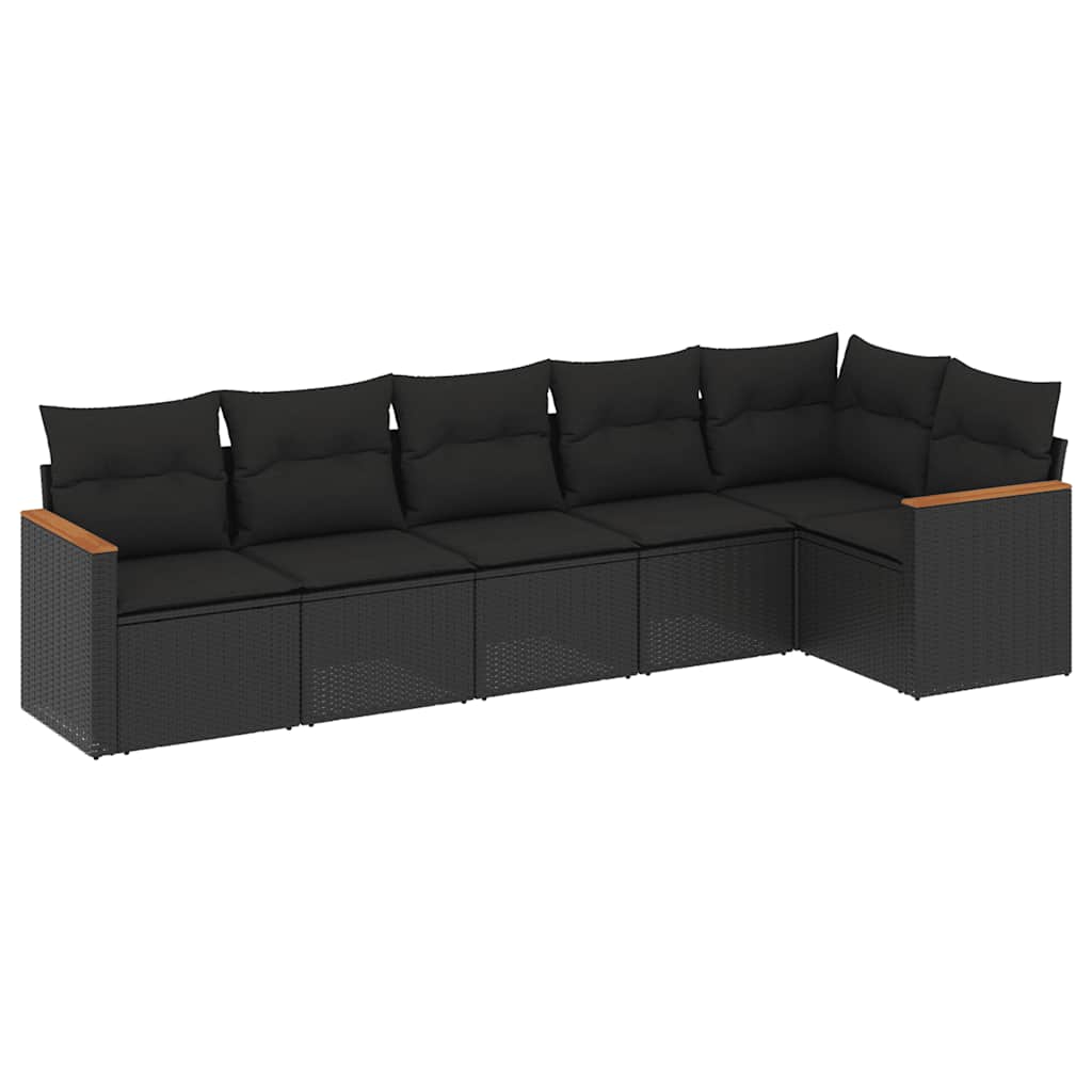 vidaXL Patio Sofa Set 6-Locuri Black