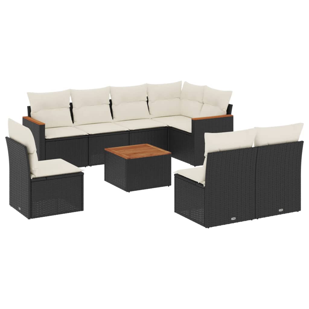 Thumbnail - vidaXL 9-tlg. Garten-Sofagarnitur mit Kissen Schwarz Poly Rattan