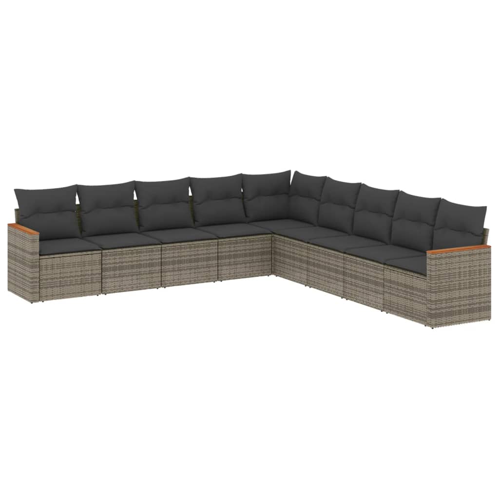 Thumbnail - vidaXL 9-tlg. Garten-Sofagarnitur mit Kissen Grau Poly Rattan