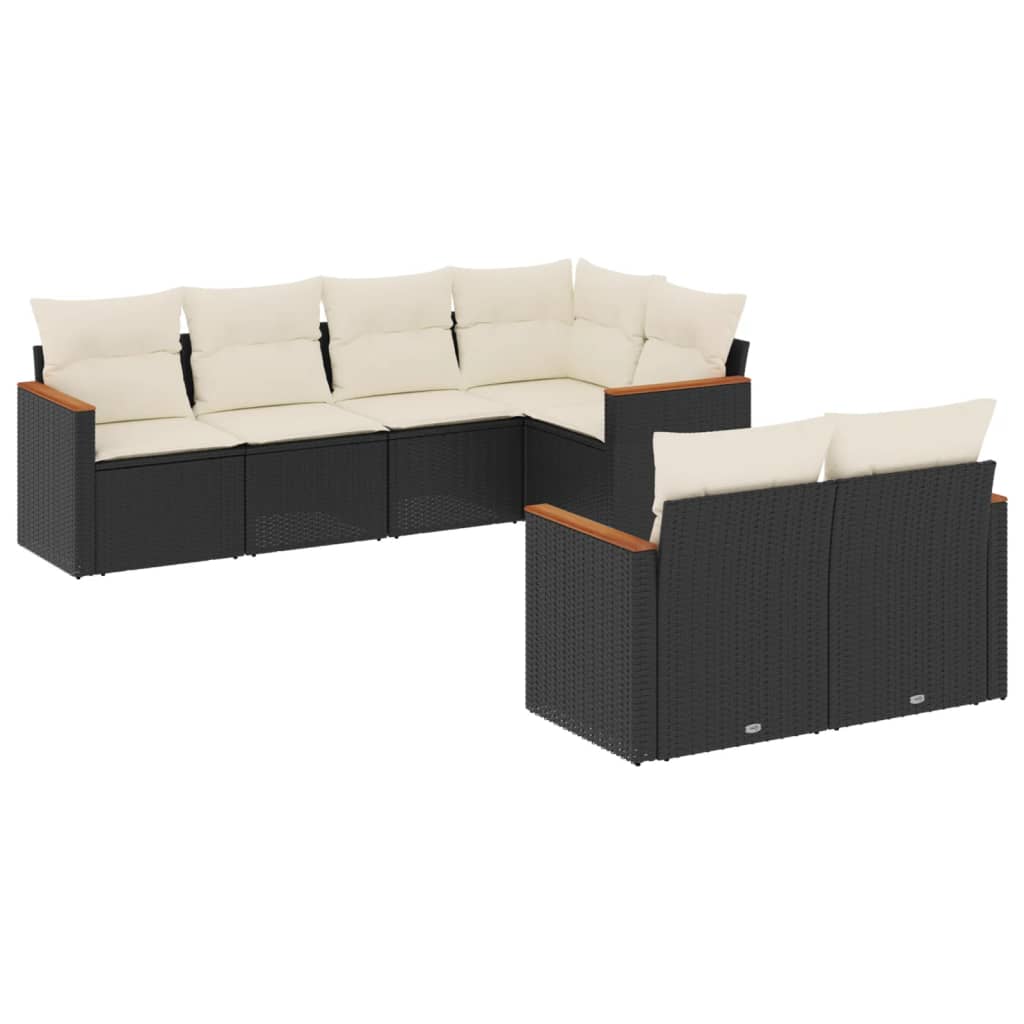 Thumbnail - vidaXL 7-tlg. Garten-Sofagarnitur mit Kissen Schwarz Poly Rattan