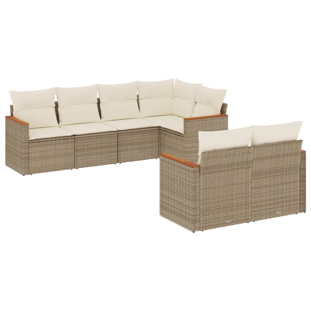 Thumbnail - vidaXL 7-tlg. Garten-Sofagarnitur mit Kissen Beige Poly Rattan