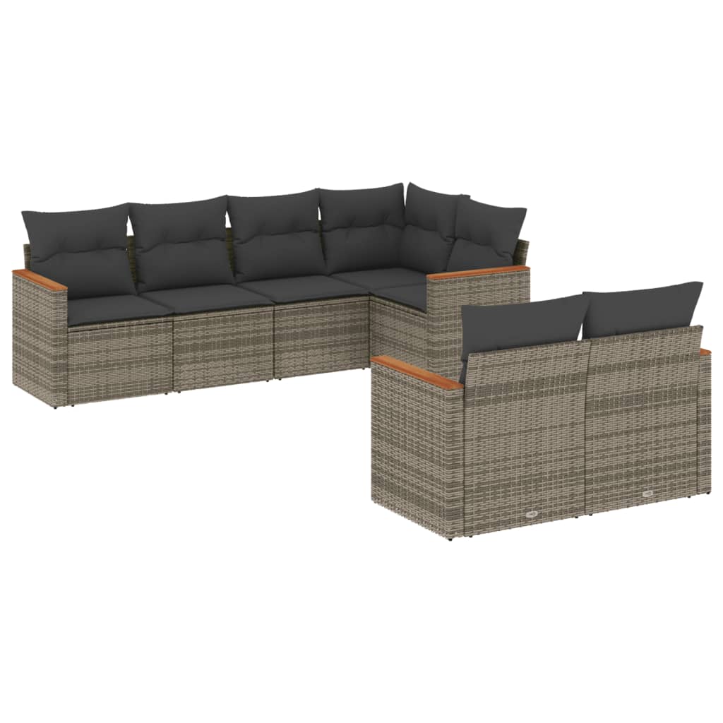 Thumbnail - vidaXL 7-tlg. Garten-Sofagarnitur mit Kissen Grau Poly Rattan