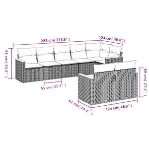 Vrtna sedežna garnitura 8-delna z blazinami bež poli ratan - slika 3