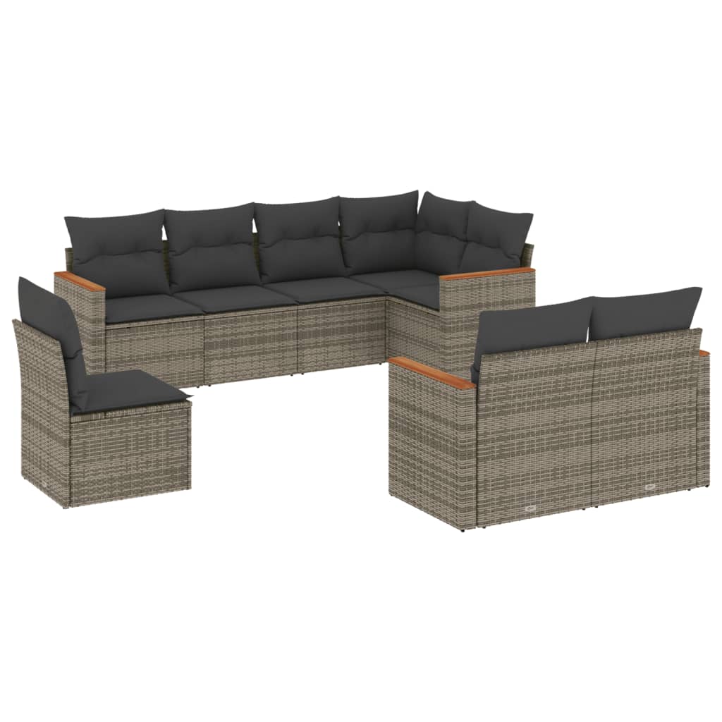 Thumbnail - vidaXL 8-tlg. Garten-Sofagarnitur mit Kissen Grau Poly Rattan