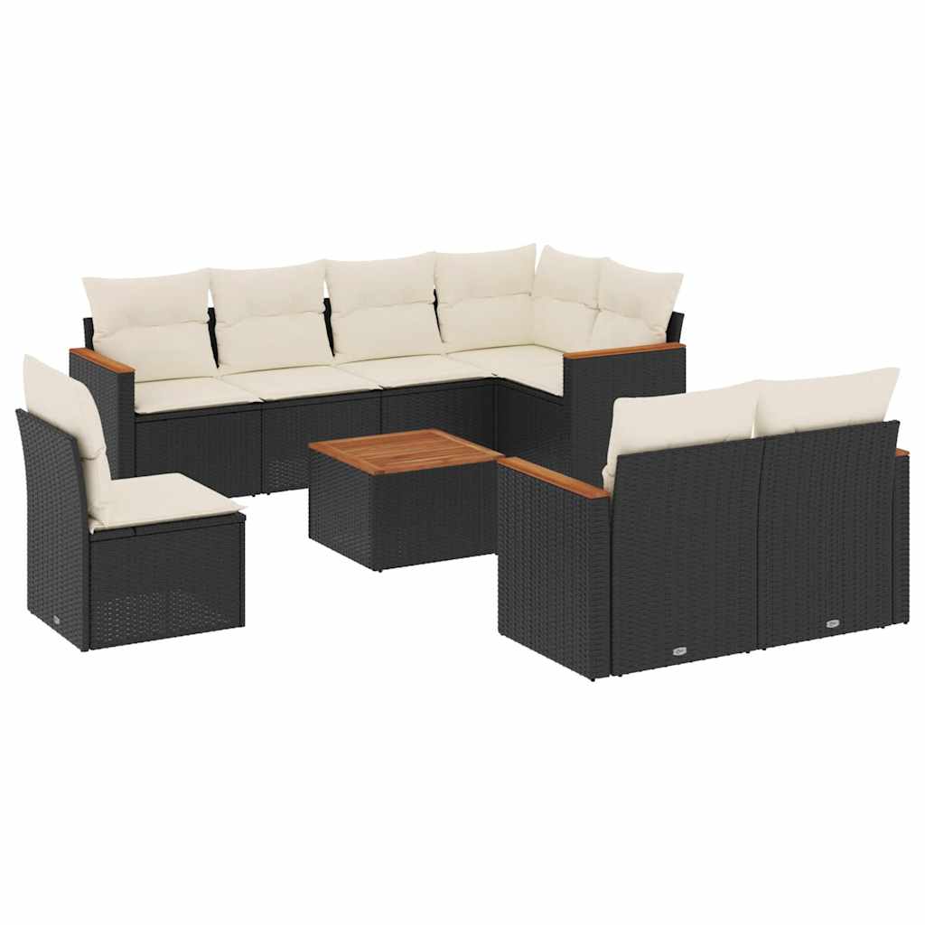 Thumbnail - vidaXL 9-tlg. Garten-Sofagarnitur mit Kissen Schwarz Poly Rattan