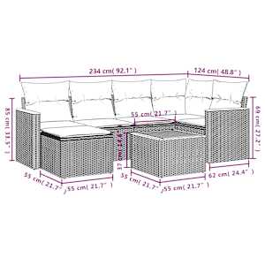 Vrtna sedežna garnitura 7-delna z blazinami bež poli ratan - slika 3