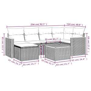 Vrtna sedežna garnitura 7-delna z blazinami siv poli ratan - slika 3