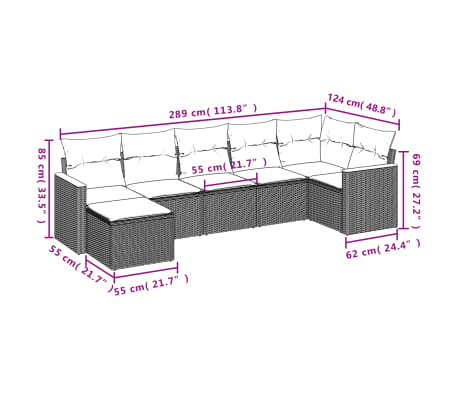 vidaXL Salon de jardin avec coussins 7 pcs beige r&eacute;sine tress&eacute;e