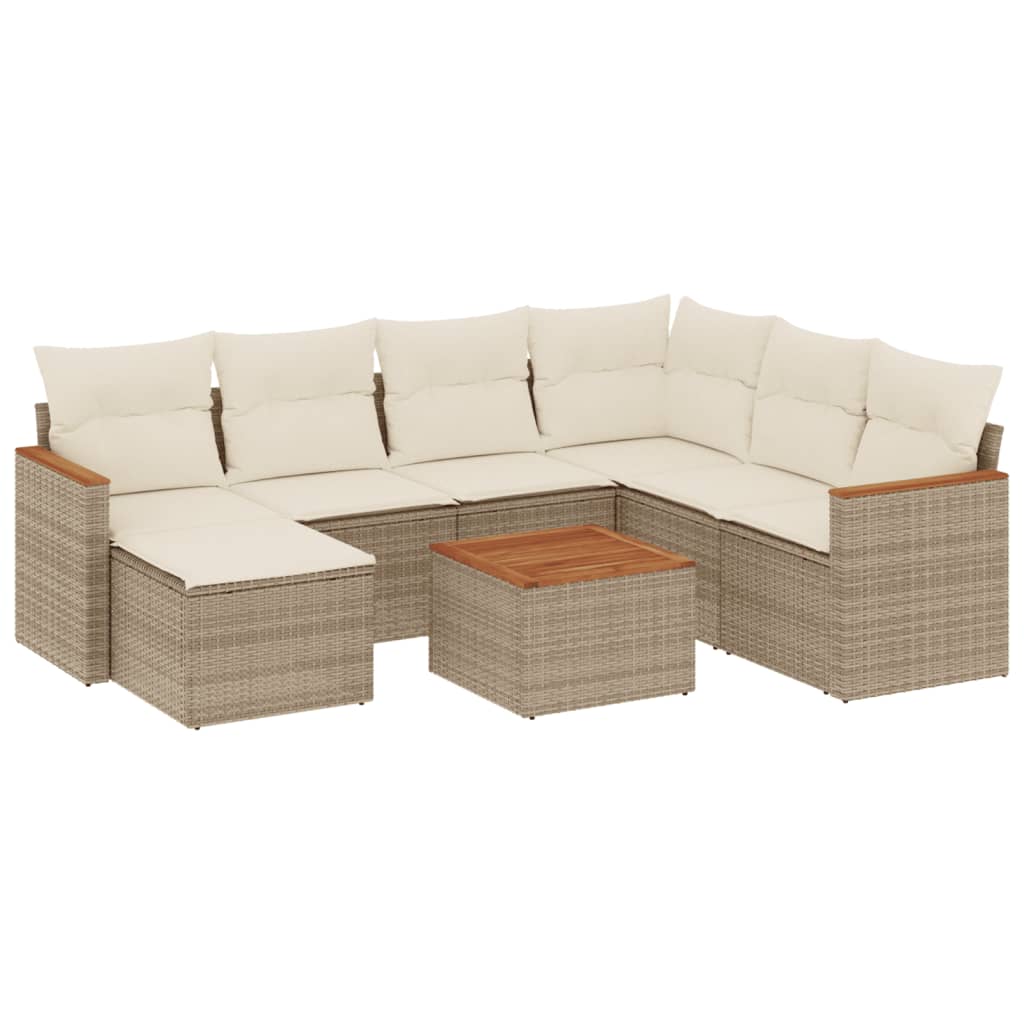 Thumbnail - vidaXL 8-tlg. Garten-Sofagarnitur mit Kissen Beige Poly Rattan