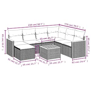 Vrtna sedežna garnitura 8-delna z blazinami bež poli ratan - slika 3