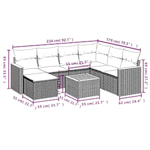 vidaXL Matgrupp f&ouml;r tr&auml;dg&aring;rden med dynor 8 delar beige konstrotting