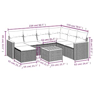 Vrtna sedežna garnitura 8-delna z blazinami siv poli ratan - slika 3