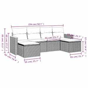 Vrtna sedežna garnitura 6-delna z blazinami bež poli ratan - slika 3