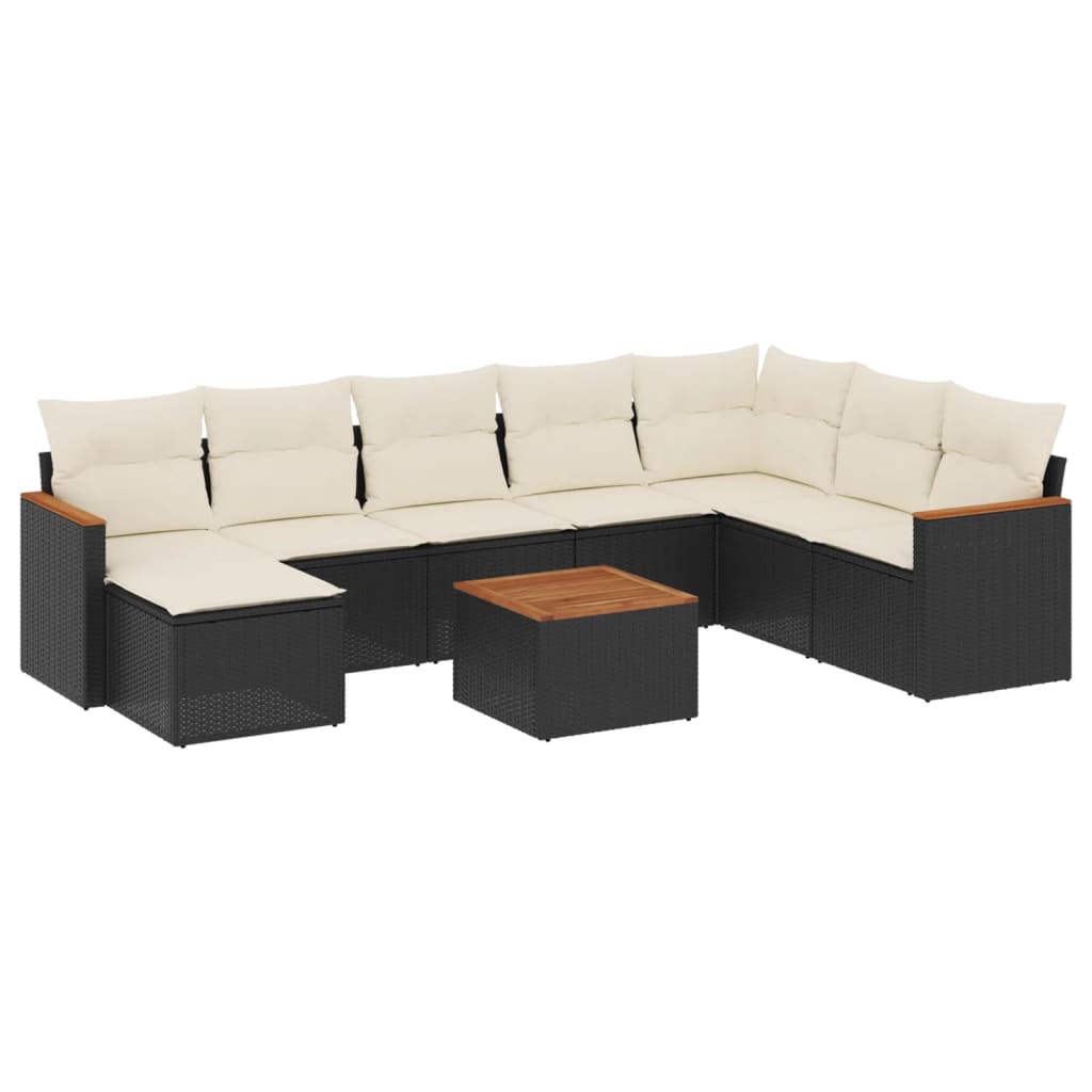 Thumbnail - vidaXL 9-tlg. Garten-Sofagarnitur mit Kissen Schwarz Poly Rattan
