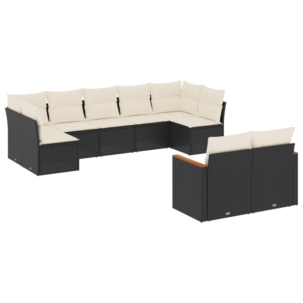 Thumbnail - vidaXL 9-tlg. Garten-Sofagarnitur mit Kissen Schwarz Poly Rattan