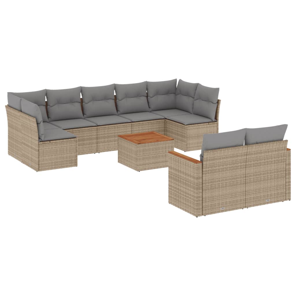 vidaXL Set canapele de grădină cu perne, 10 piese, bej, poliratan