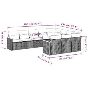 vidaXL 10-osaline aiadiivani komplekt patjadega, beež, pol&uuml;rotang